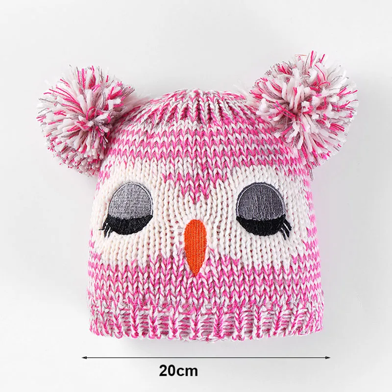 

Girl Plush Balls Owl Knitting Cap And Scarf Winter Accessories For Kid Children Beanies