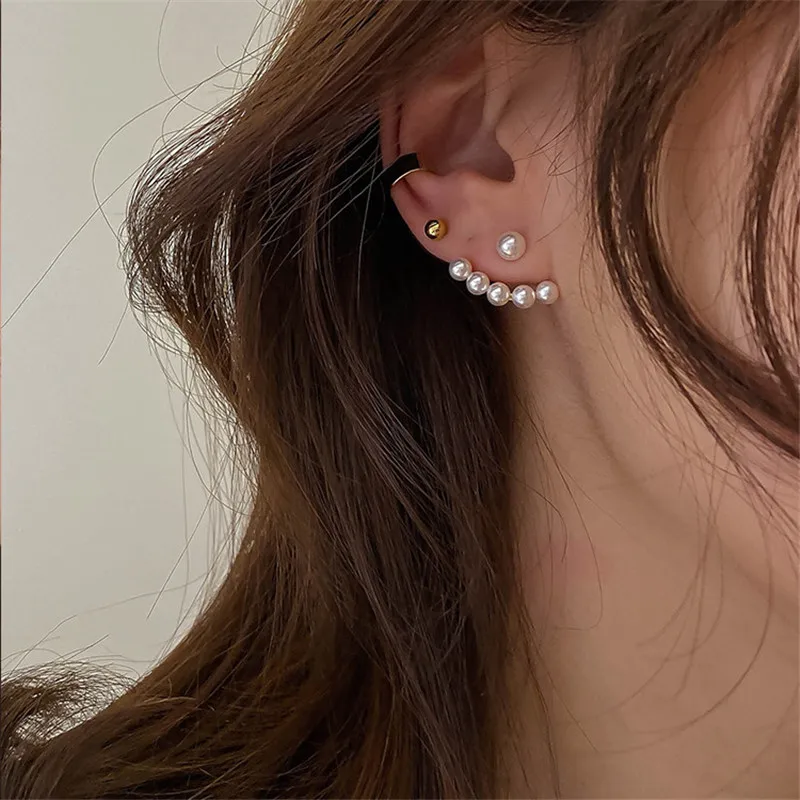

Fashion 2021 Chic Pearl Geometric Fan Shaped Elegant Stud Earrings for Women Girls Jewelry Party Asseccoires
