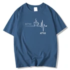 Футболка мужская с принтом раньше после кофе-это жизнь, Повседневная рубашка с рисунком скетчей, уличный Мягкий Топ в стиле аниме, в стиле хип-хоп, с круглым вырезом