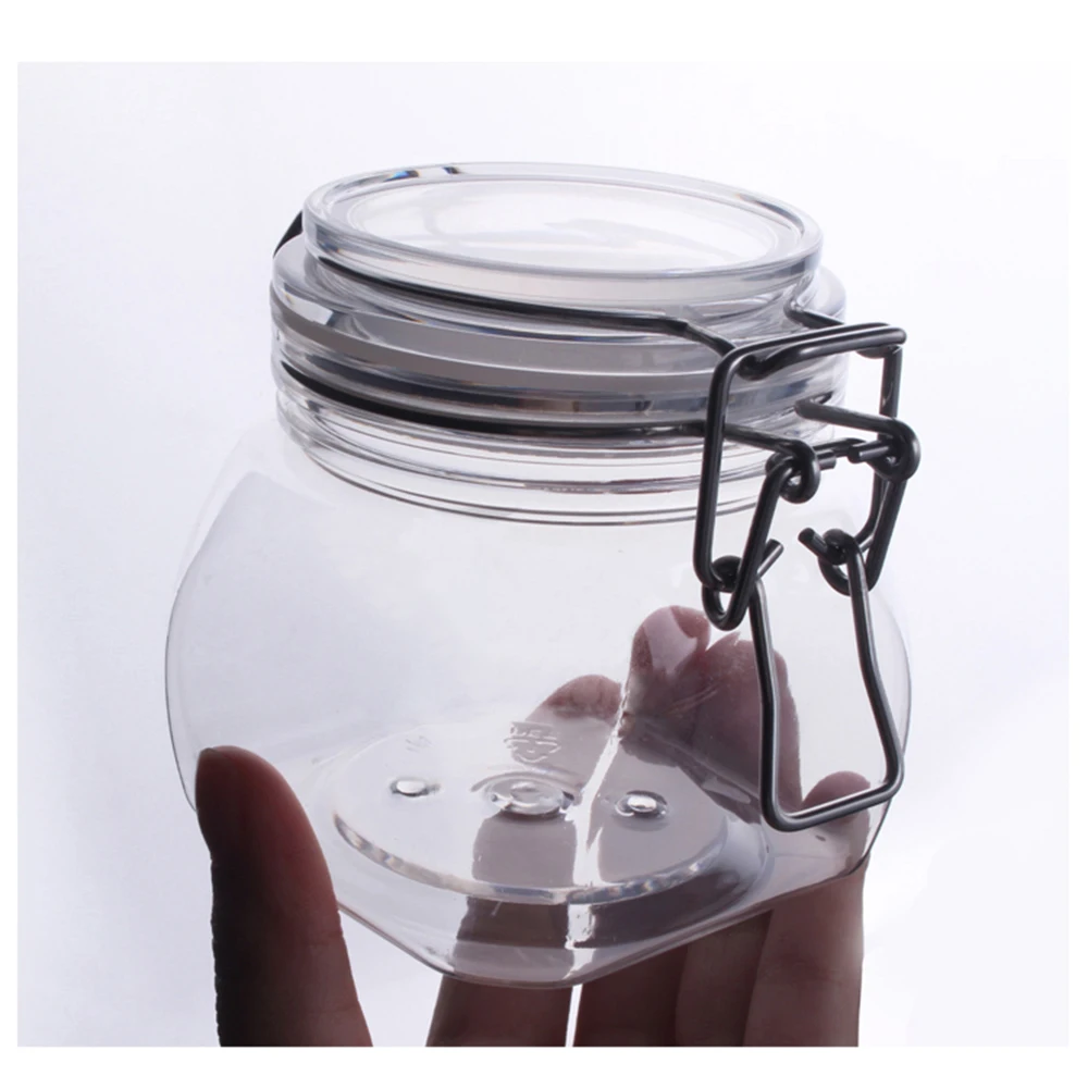 

10pcs Square Pot Empty Clear Bath Salt Bottle Sealed Jar Food Container Cosmetics Cream Mask Plastic Jars Metal Buckle 250g 380g