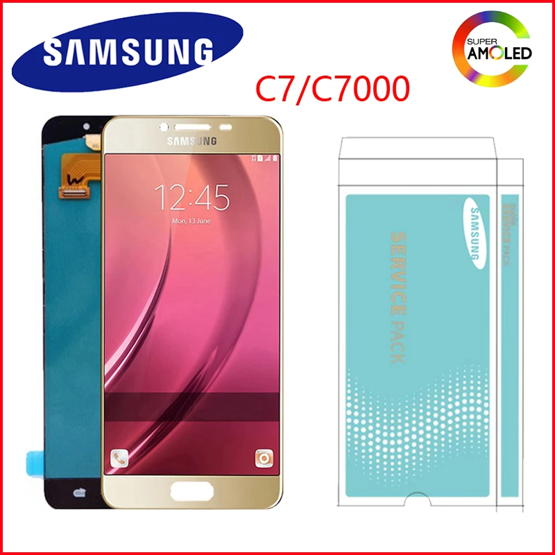 Оригинальный ЖК дисплей 5 7 AMOLED для SAMSUNG Galaxy C7 C7000 сменный сенсорный экран с