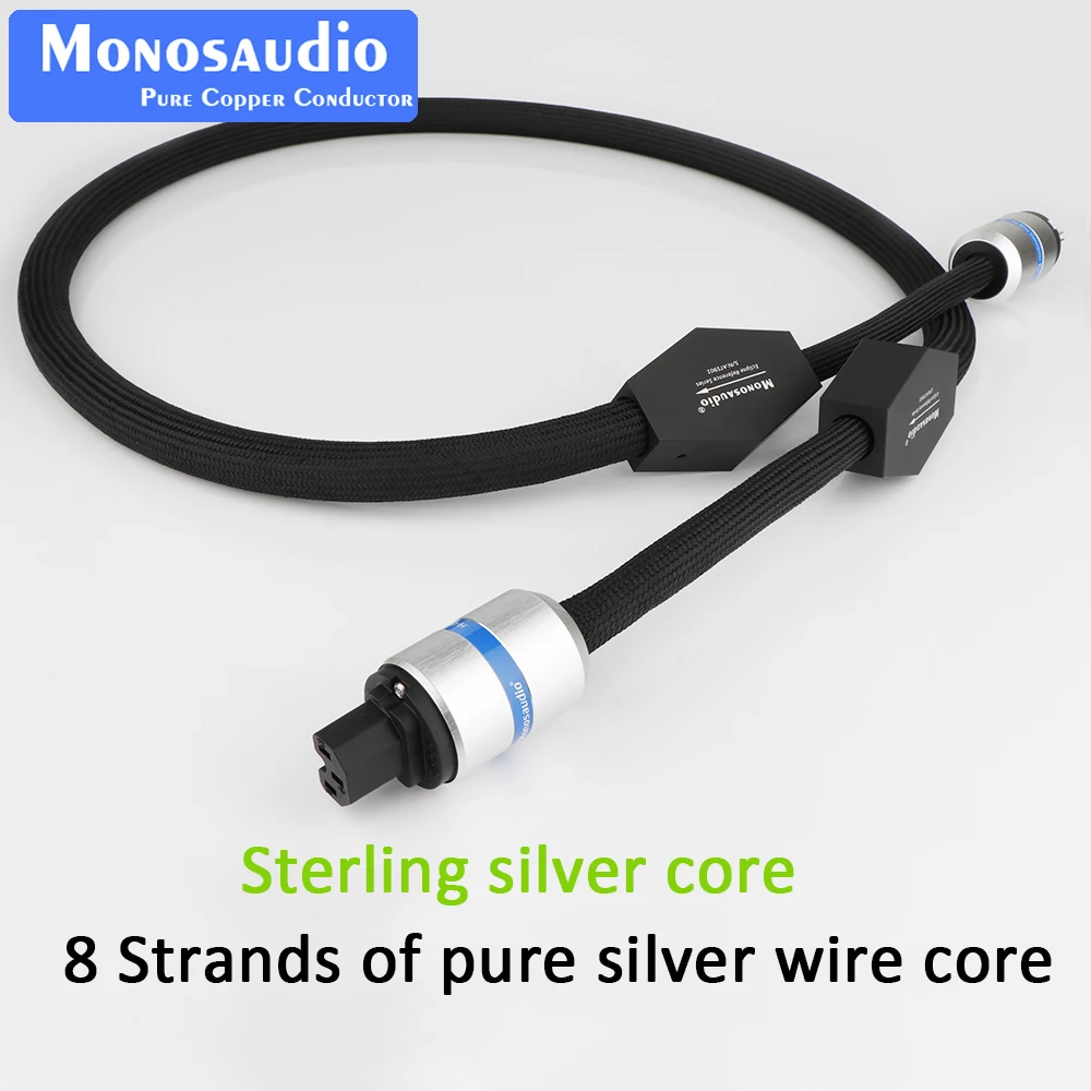 

Monosaudio Eclipse Reference Series 6N Pure Silver AC Schuko Power Cable Power Cord With Pure Copper Plug Connector Plug