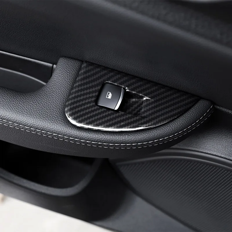 LHD Carbon fiber For Alfa Romeo Giulia 2017-2020 ABS Chrome Window Lift Switch Button Frame Cover Trim Stickers Car Accessories |