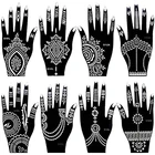 8 листов, трафарет для женщин и девушек, временные Самоклеящиеся Многоразовые шаблоны для татуировок