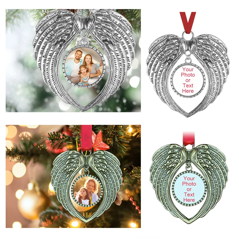 

Angel Wing Photo Frame Christmas Decor Family Keepsake New Year Craft Christmas Tree Ornament Hanging Pendants Party Home DIY