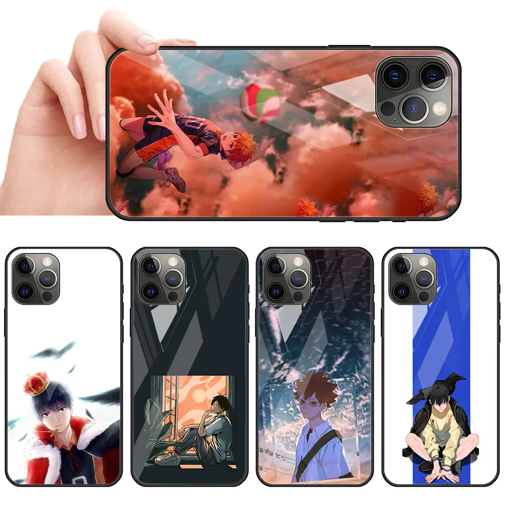 

Hot Haikyuu Glass Cell Phone Case For iPhone 11 12 Mini 13 Pro Max 7 8 Plus X XR XS 6 6s SE 2020 Cover Coque
