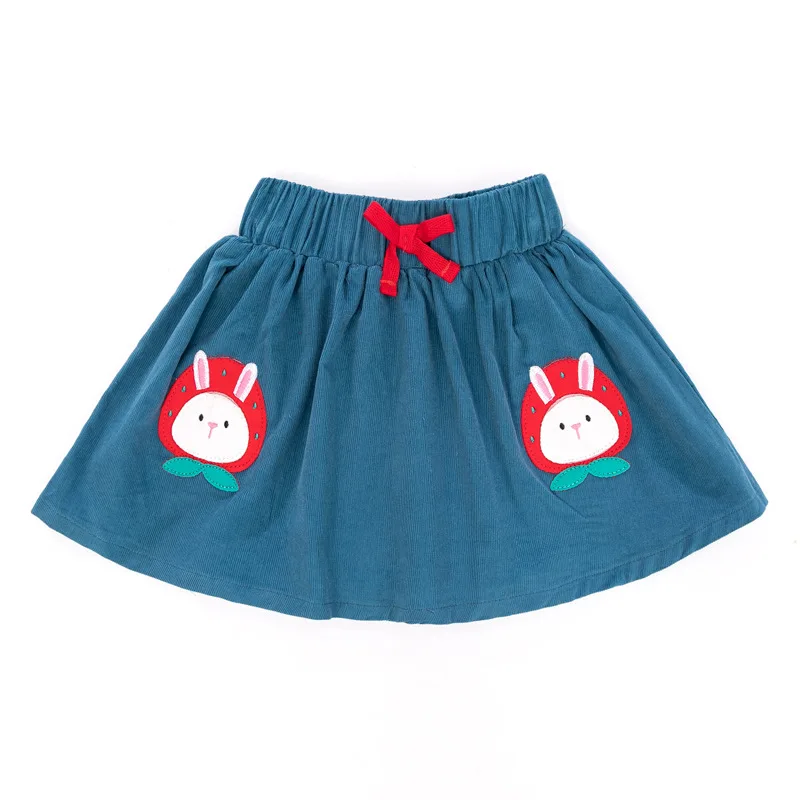 

Summer New Baby Girl Clothes Corduroy Strawberry Bunny School Cute Comfy Mini Casual Cotton Skirts for Kids 2-7 Years