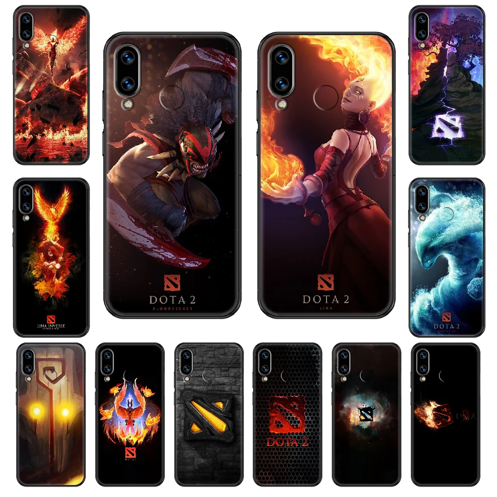 

Gmae Dota2 Logo Phone case For Huawei Honor Mate 5 7 8 9 10 20 i A X Lite Pro black 3D cell cover fashion cover tpu coque trend