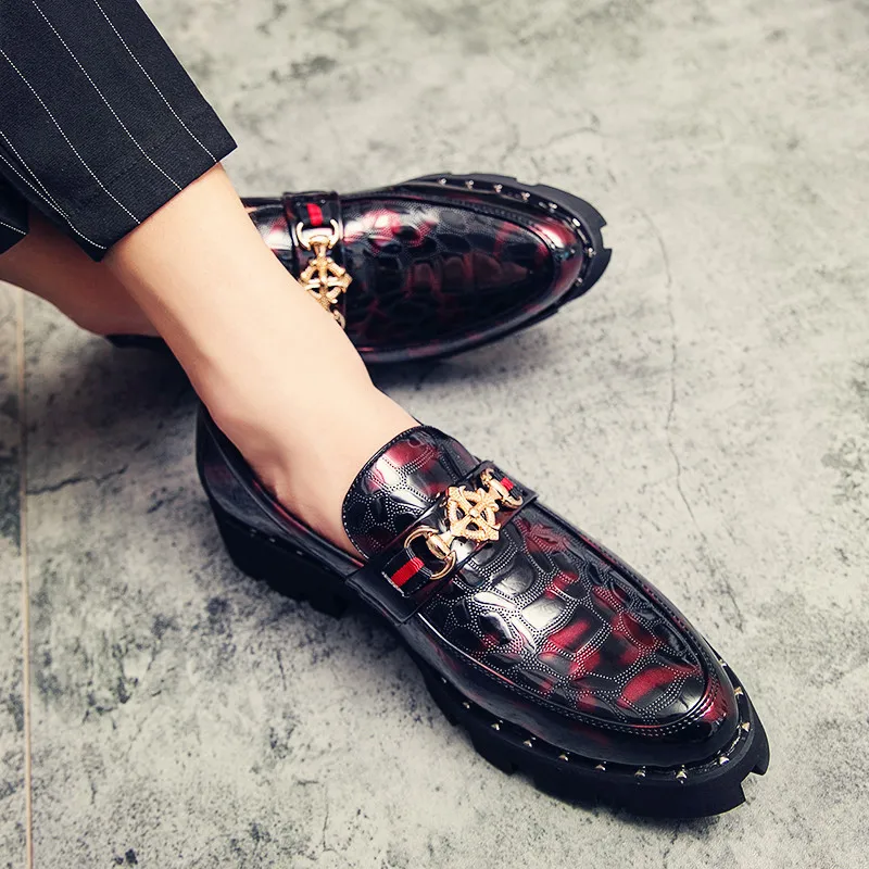 Туфли мужские из натуральной кожи роскошные брендовые без застежки формальные