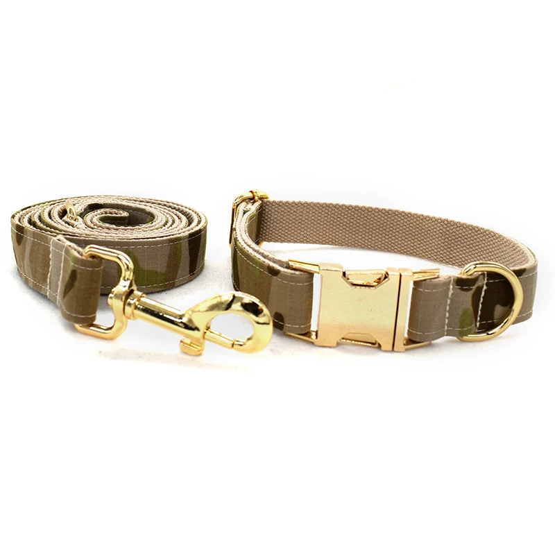 Custom free engrave name ID dog collar Camouflage Dog Collar Personalized Leash With Gold Metal Buckle | Дом и сад