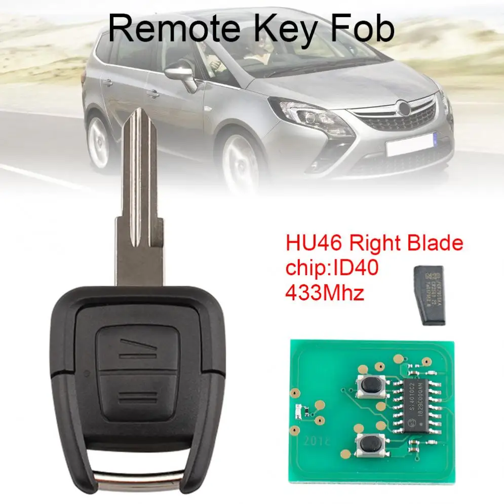 2 кнопки 433 Мгц дистанционный Автомобильный ключ с чипом ID40 и лезвием YM28 подходит