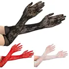 Женские сексуальные длинные кружевные перчатки, сетчатые Эластичные Цветочные перчатки для невесты, готические варежки в стиле панк, необычное платье на Рождество, Хэллоуин, 1 пара