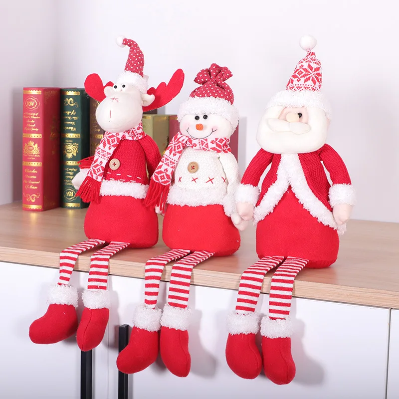 

Christmas Decorations, 35cm Sitting Position Snowman Elk Plush Long-legged Doll, New Year's Household Items, Children's Gifts,