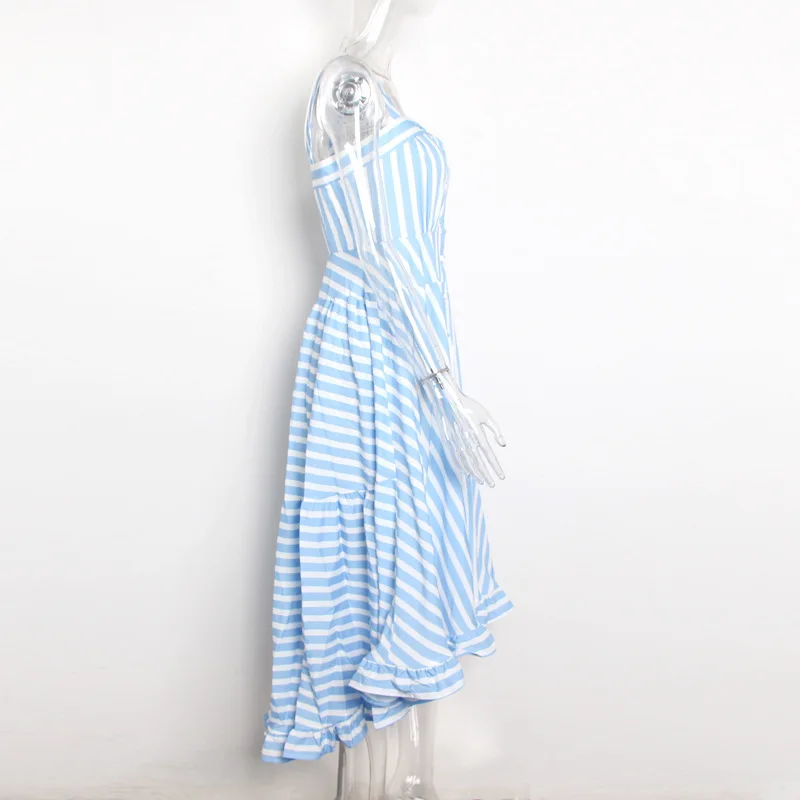 Женское миди-платье в полоску TWOTWINSTYLE летнее белое повседневное на бретельках без