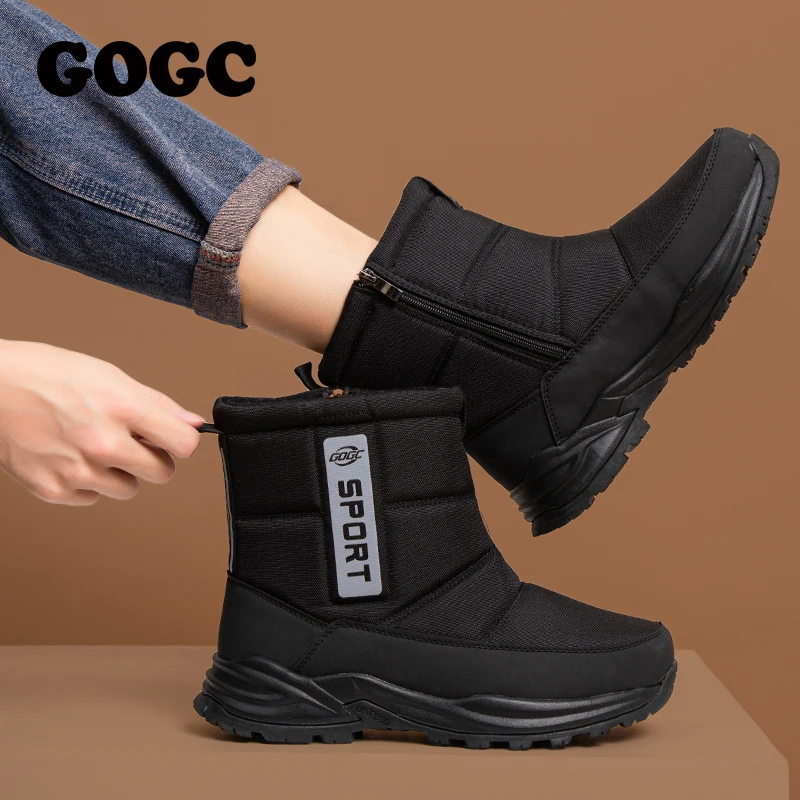 GOGC Winter Men Hiking Boots Snow Boots 