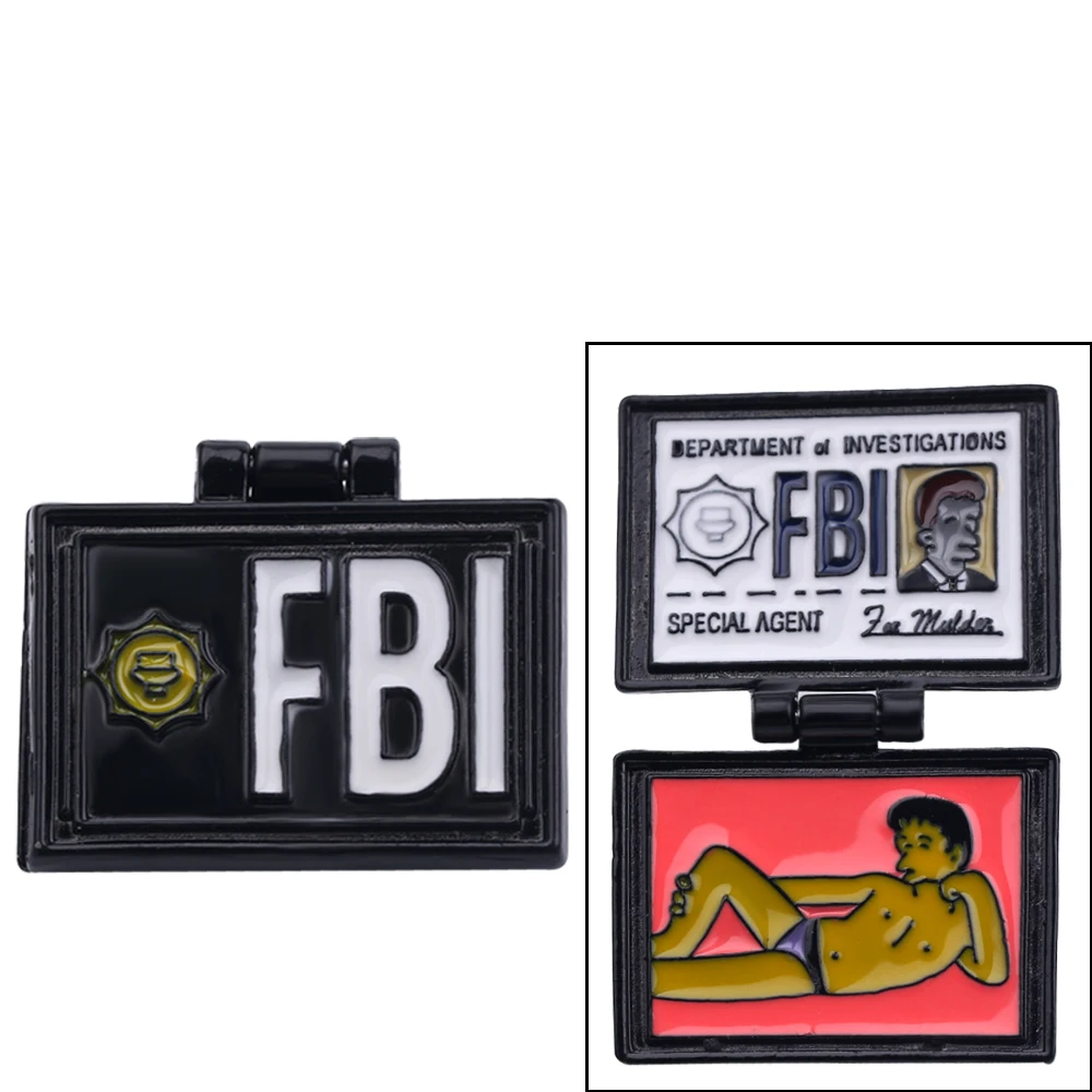 Броши Milhouse FBI для удостоверения личности черный кошелек флип чехол бейдж с эмалью
