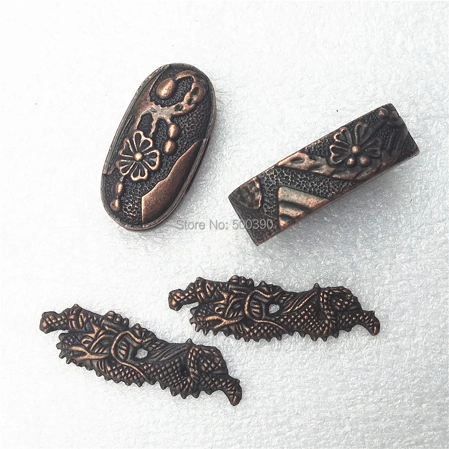 A Set Alloy Tsuba Accessory Fitting For Japanese Sword Samurai Katana |