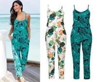 summer women sleeveless pants suspenders strap rompers one piece jumpsuits wide leg trousers