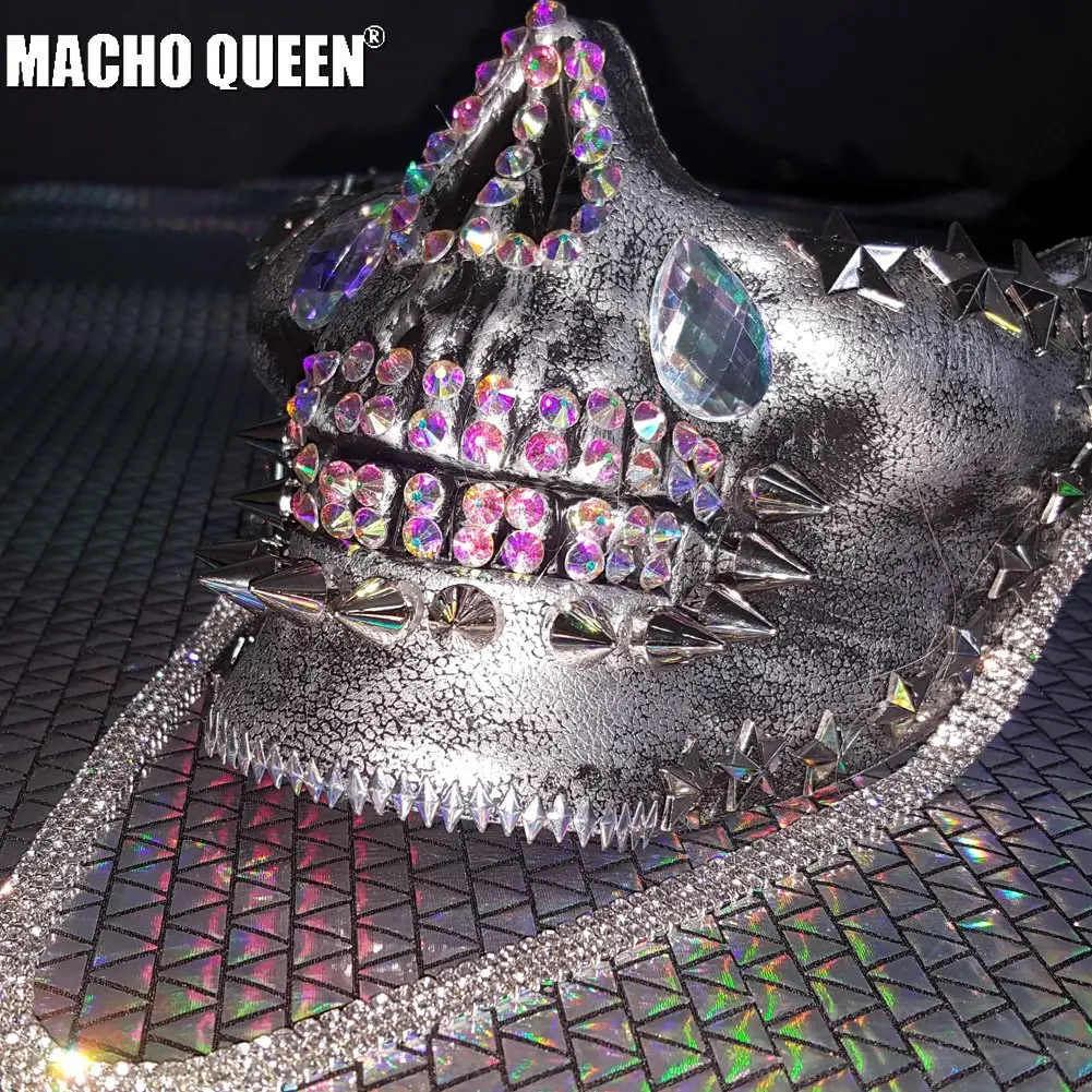 Голографические стразы мужская маска с черепом Драг королева костюмы летний