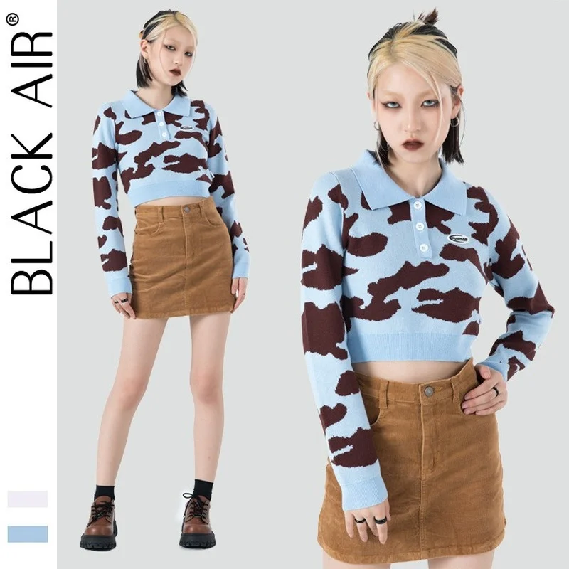 

BLACKAIR women knit sweater 2022 fall winter korean Knitted Jumper Female Knitwear cropped sweater GMY01