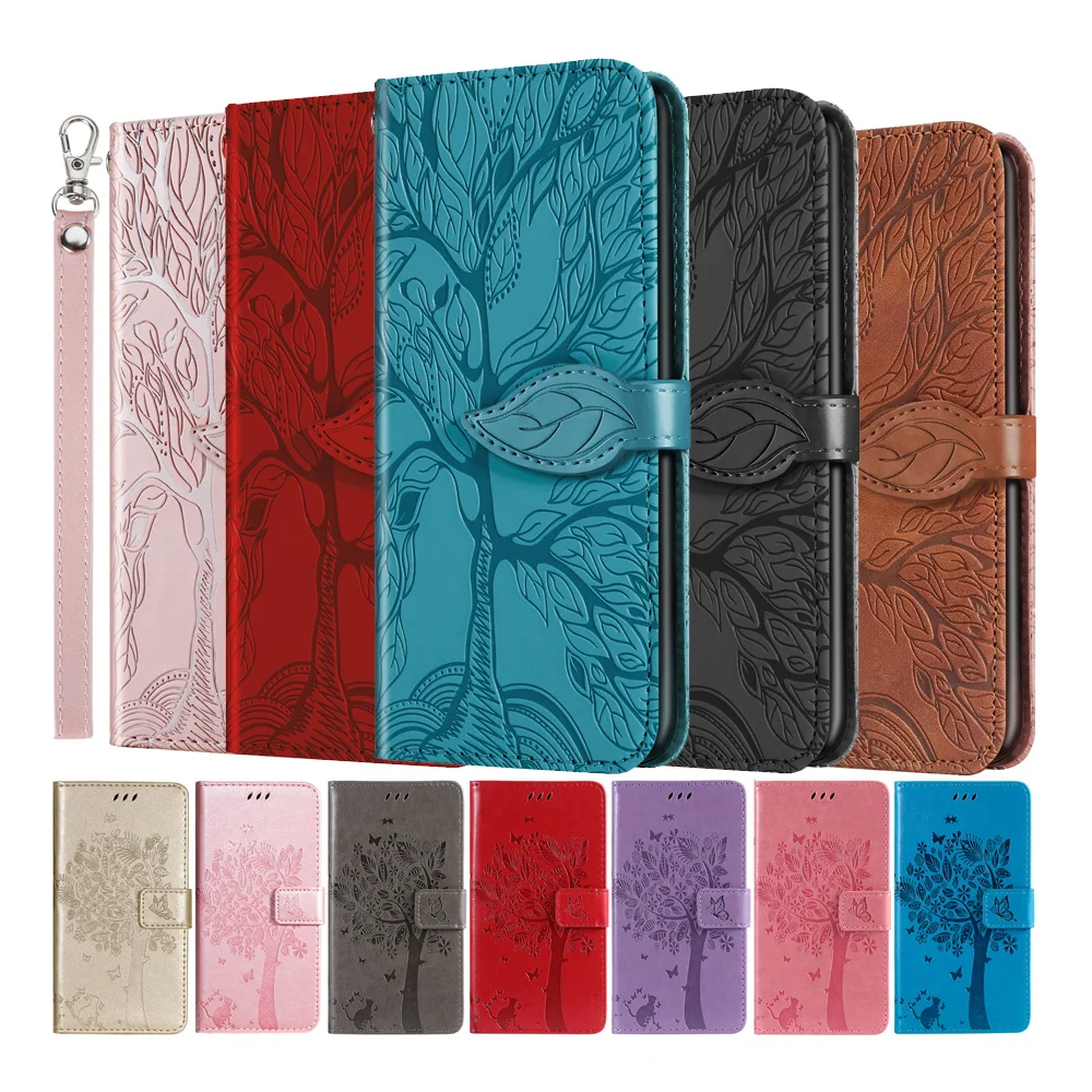 

3D Tree Flip Leather Case For iPhone 13 12 11 Pro Max XR XS X s 10 XS Max 7 8 Plus 6 6s SE 2020 13 12 Mini Phone Book Cover Etui