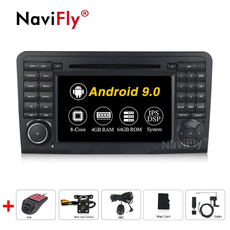DSP IPS восемь ядер Android 9 0 4G RAM 64G ROM 2din Авторадио для Mercedes Benz ML Class W164 ML300 ML350 ML450 ML500 2005-2011