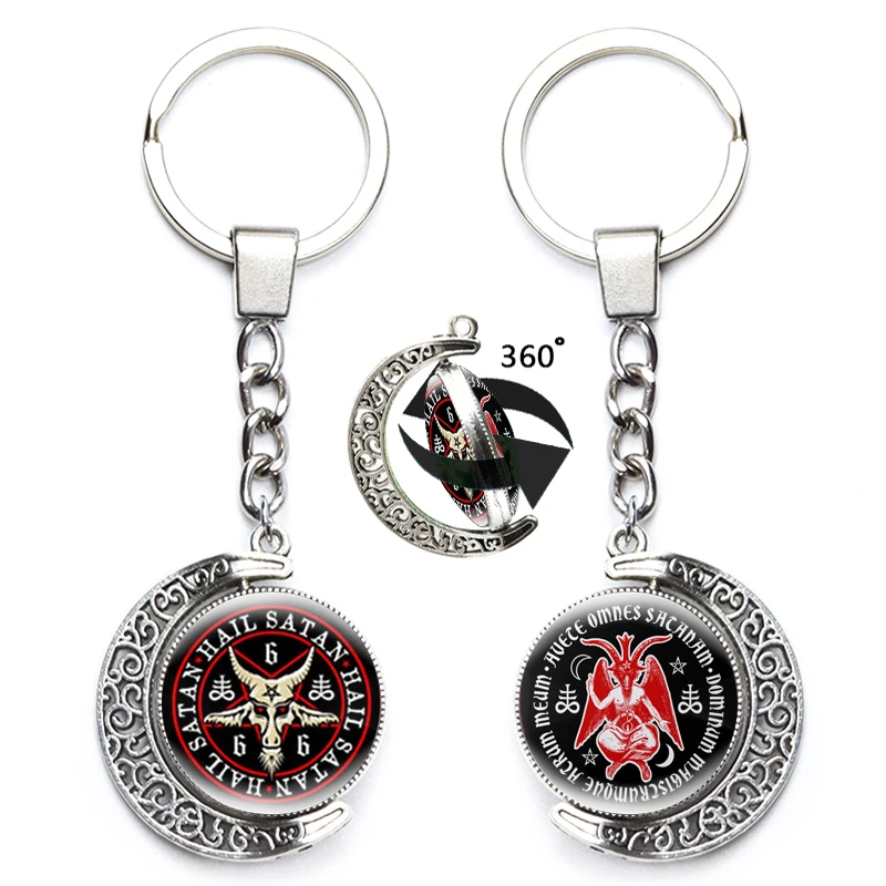 Языческий стиль звёздочка Коза в пентаграмме Вращающийся брелок на 360 градусов