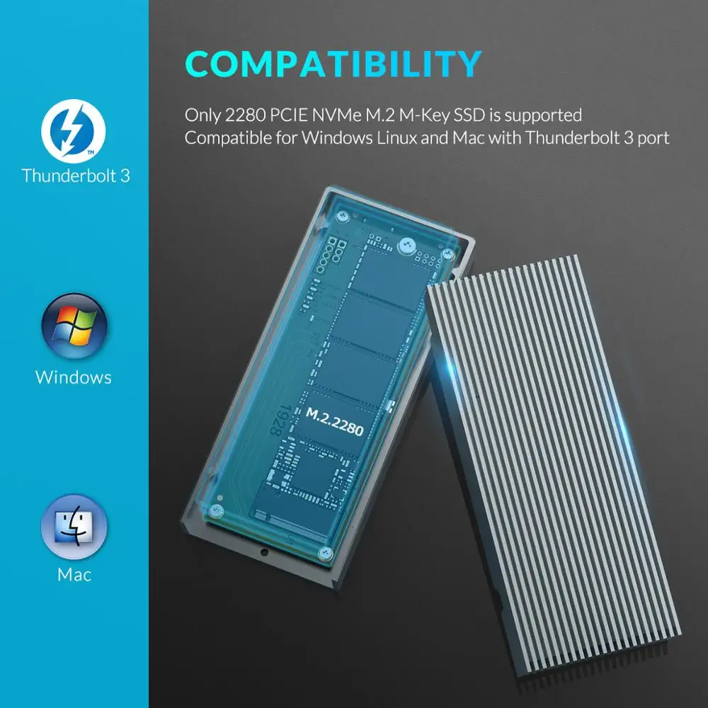 Корпус ORICO для ноутбука и настольного компьютера USB C 2 ТБ 40 Гбит/с NVME M.2 | Компьютеры