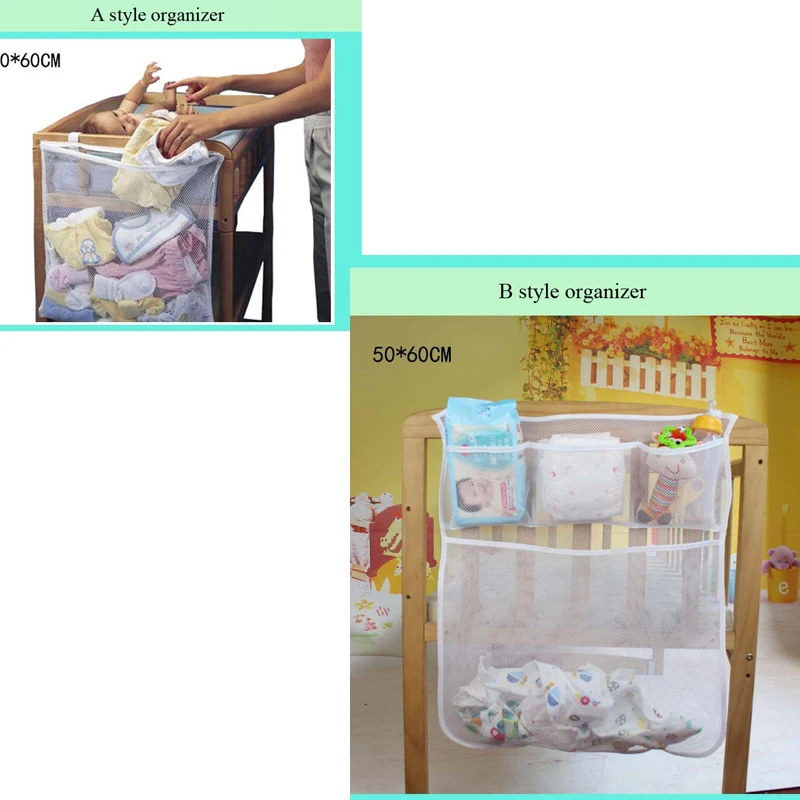 

Baby Cot Bed Hanging Storage Bag Crib Organizer Toy Diaper nappy Pocket for Crib Bedding Set cheap crib bedding accessory