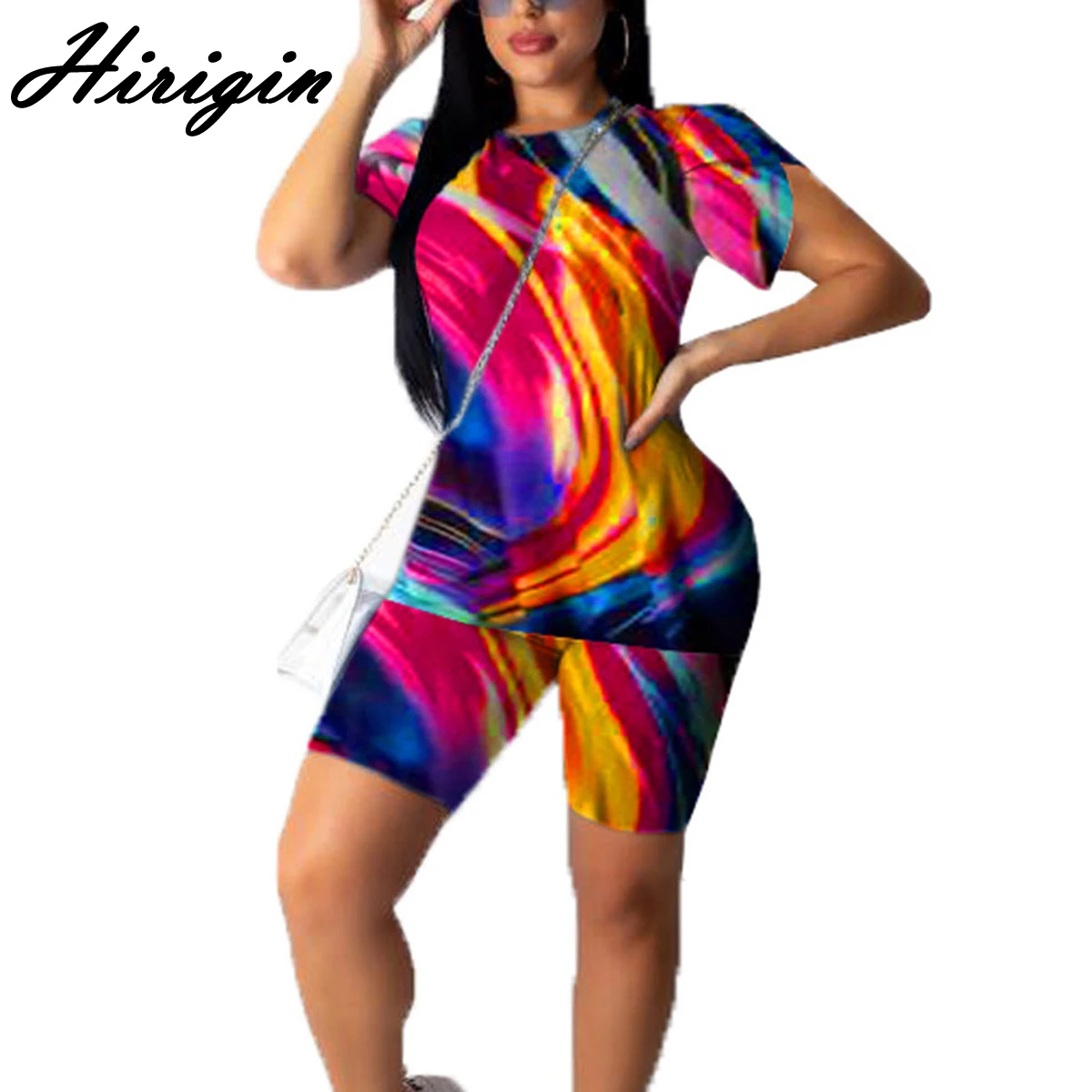 Модный летний женский костюм с растительным геометрическим принтом топ коротким