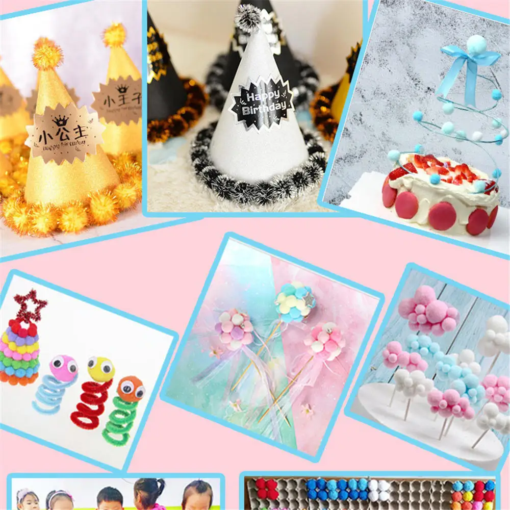 

Glitter Colorful Fluffy Soft Pompoms Ball Handmade Kids Toys Home Decor DIY Sewing Craft Supplies Doll Decoration Material