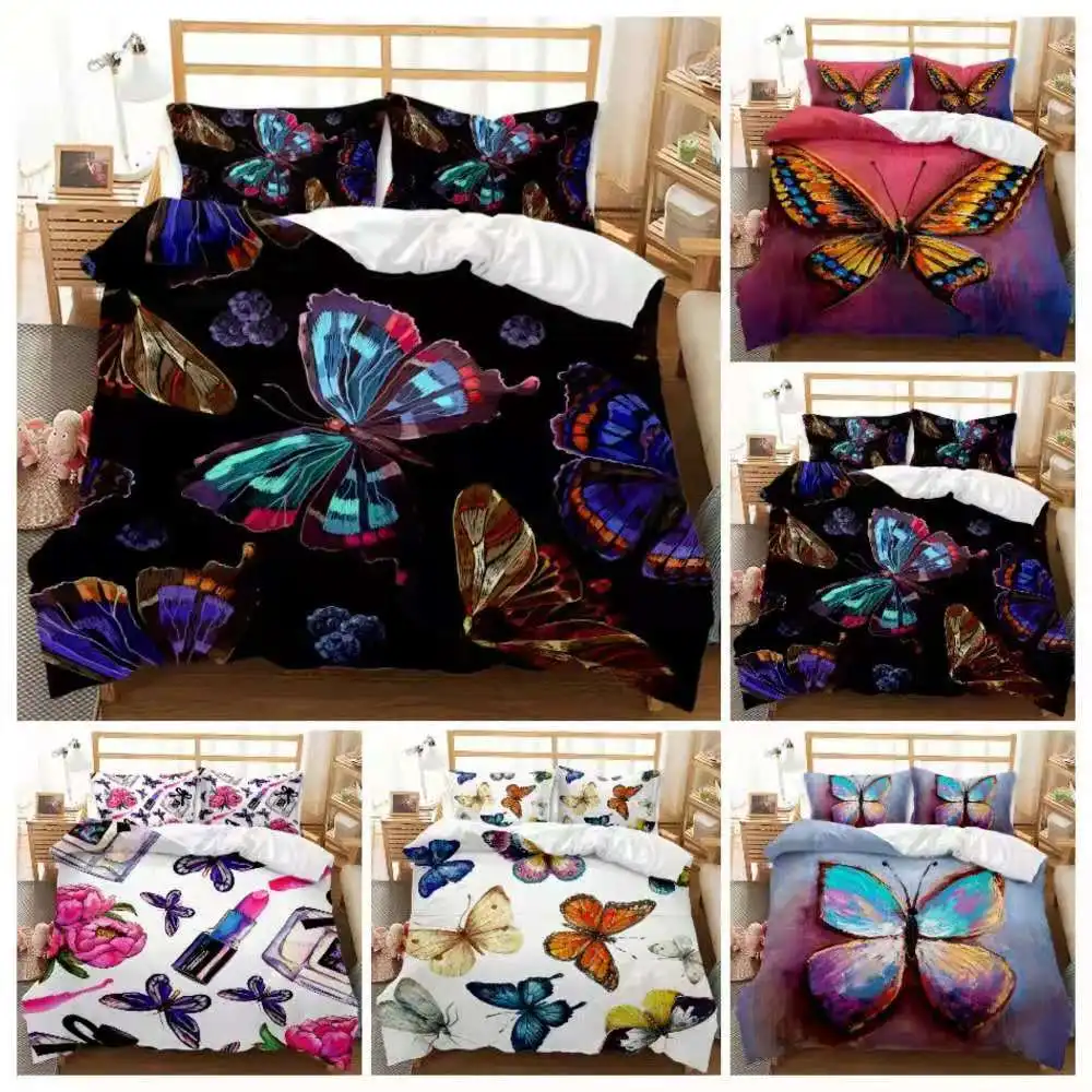 

Комплект постельного белья с 3d-цифровым американским принтом, пододеяльник с изображением бабочек