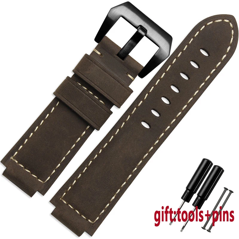 dark brown-black Качественный ремешок из натуральной кожи для мужчин Timex T49859 | T2N720 | T2p141 | T2n722 | 723 | 738 | 739 ремешок с ремешком из нержавеющей стали - Цвет ремешка: dark brown-black