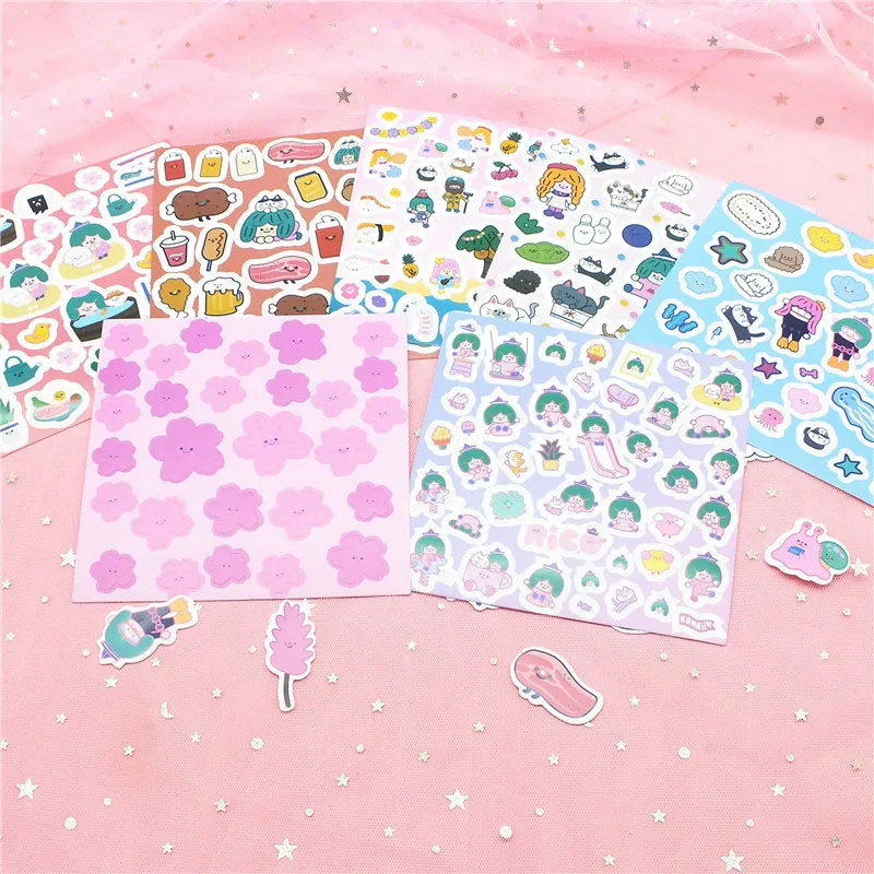 1sheet Cute Decor Stickers Paper Adhesive INS Sticker Kawaii Cartoon For Kids Scrapbooking Diary Supplies Stationery | Канцтовары для