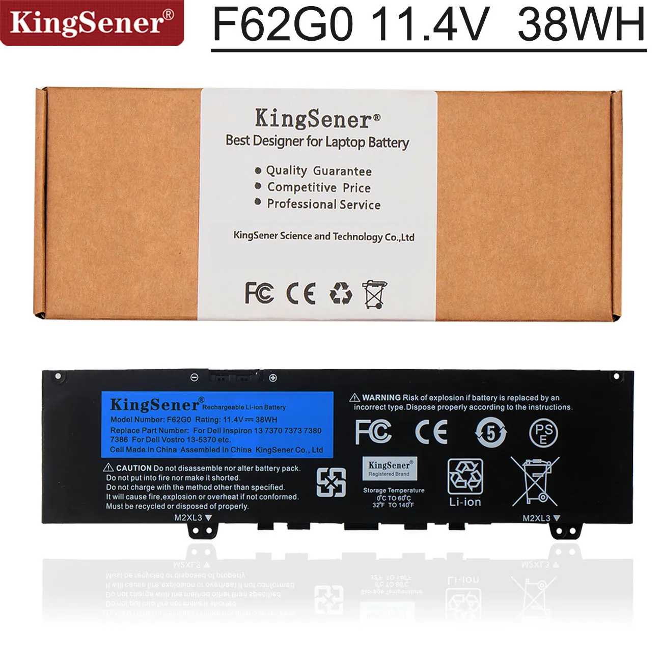 Kingsener F62G0 ноутбук Батарея для DELL Inspiron 13 7370 7373 7380 7386 Vostro 5370 P83G P87G P91GRPJC3 39DY5 11 4 V 38WH|Аккумуляторы ноутбуков| |