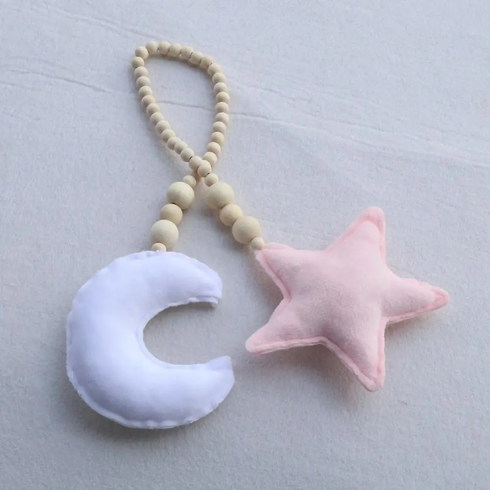

Wooden Bead and Moon Star Nursery Canopy Tent Decorations Star Mobile Baby Nursery Design Baby Crib Decoration Photo Prop
