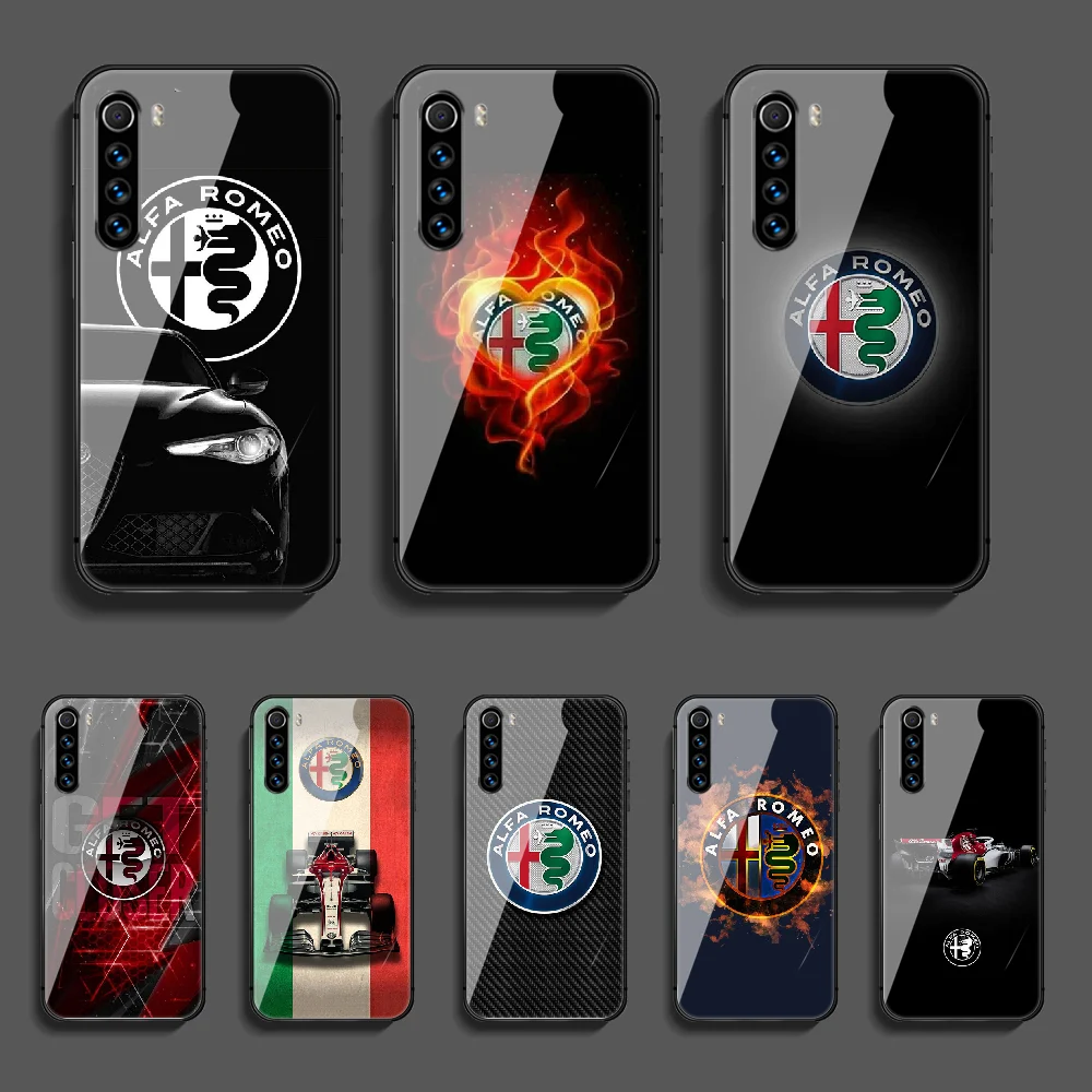 

Alfa Romeo Car Phone Tempered Glass Case Cover For Xiaomi Redmi Note 7 7A 8 8T 9 9S 9A 10 K20 K30 Pro Ultra Luxury Waterproof 3D