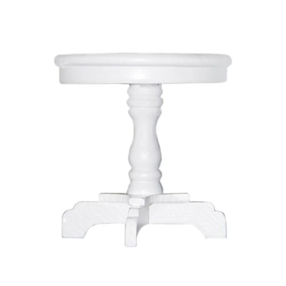 

1/12 Scale mini house Miniature Round Wooden Coffee Table (White)