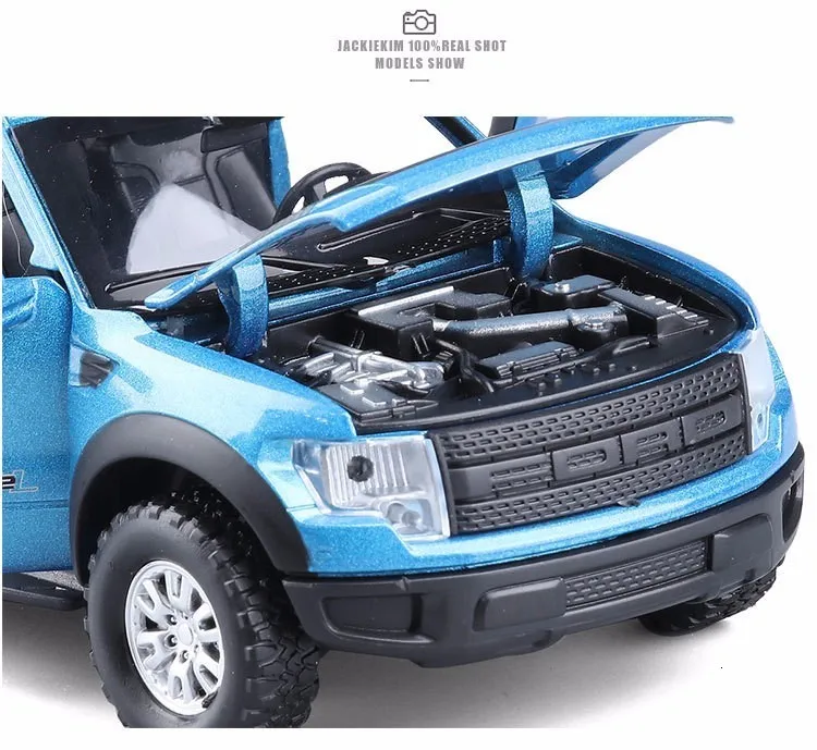 1:32 Ford Raptors F150, модель автомобиля из сплава, игрушка с оттягиванием, флеш и музыка, литье под давлением, металлический пикап, модель, классический американский автомобиль для мальчиков