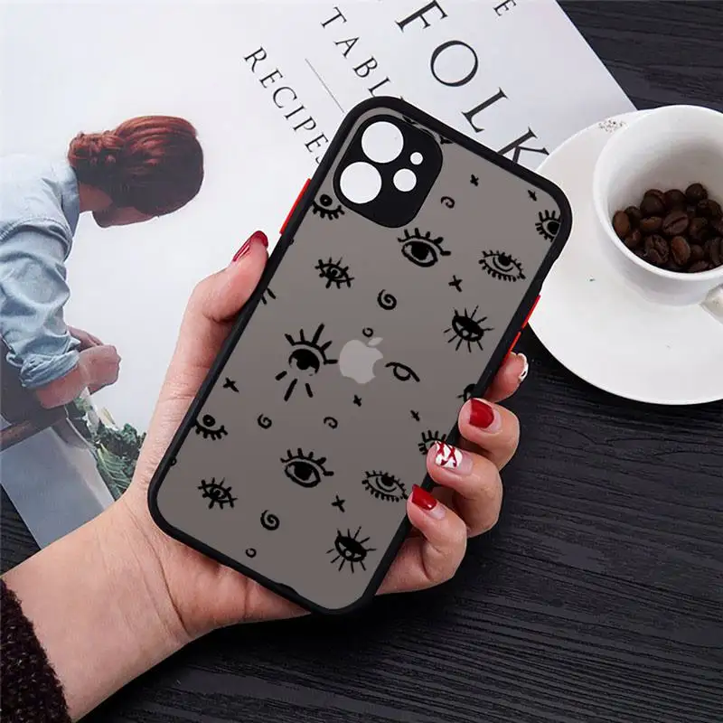 

Evil Eye Phone Case black matte transparent For iPhone 7 8 x xs xr 11 12 pro plus mini max Clear Funda