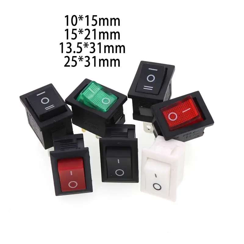 Push Button Rocker Switch 2/3/4/6 Pin Position 250V Light On Off On Smart Eletronics Switches Waterproof Cap Cover Led Contacts