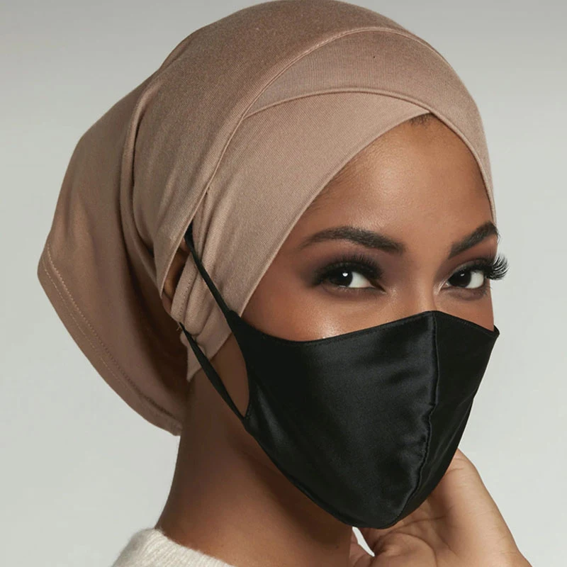 

Fashion Headscarf Turban Caps for Muslim Women Stretchy Hijab Turban Female Breathable Forehead Cross Hat Pullover Hat