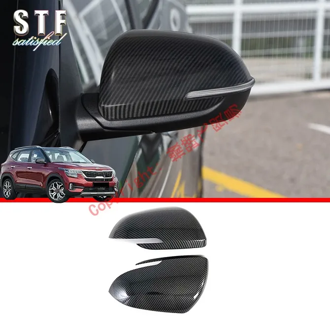 

Carbon Fiber Style Side Mirror Cover Trim For KIA Seltos 2019 2020 Car Accessories Stickers