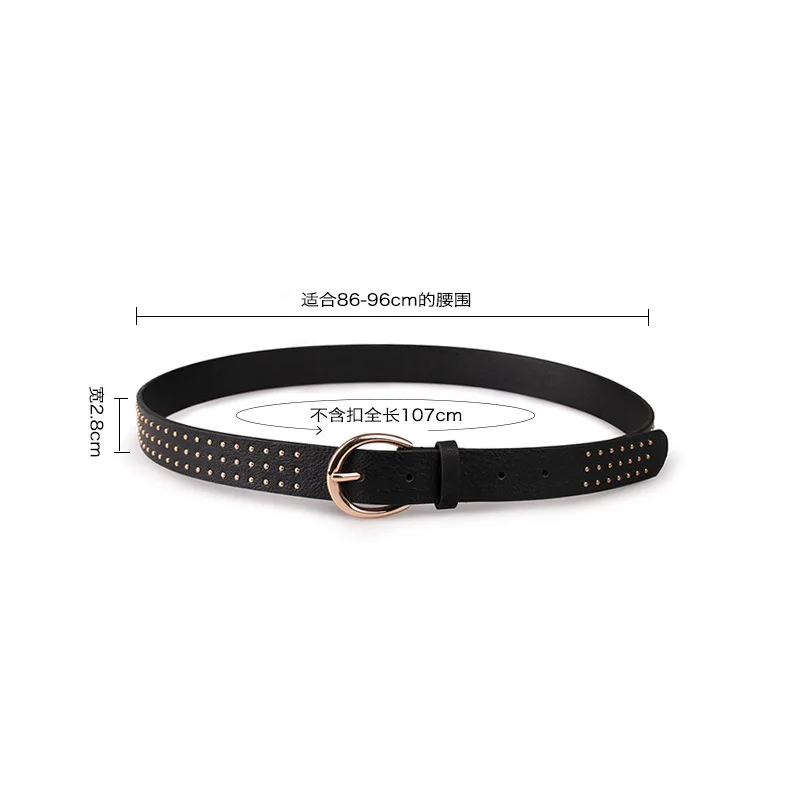 

Women's Belt Gold Rivet Punk Pin Buckle Belts Ladies PU Leather Waistband Female Designer Style Waistbelts