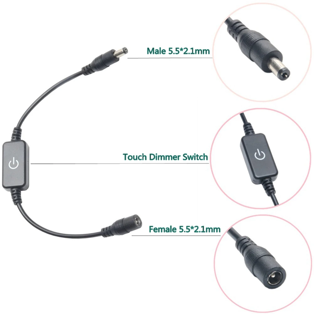 LED Strip Dimmer Touch Sensor Switch Manual Controller with DC Female Male Connector Accessories for 12V 24V Tape Light | Лампы и
