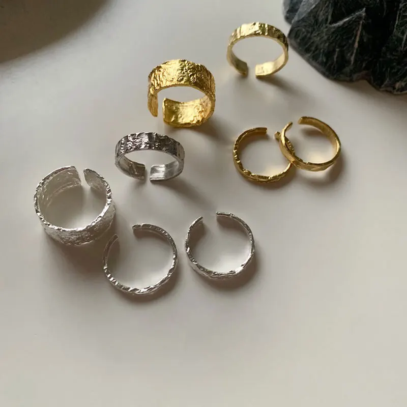 

Dosdos Simple irregular ruffled tinfoil ring wide edition ring fashion unique ring stainless steel ring womens rings