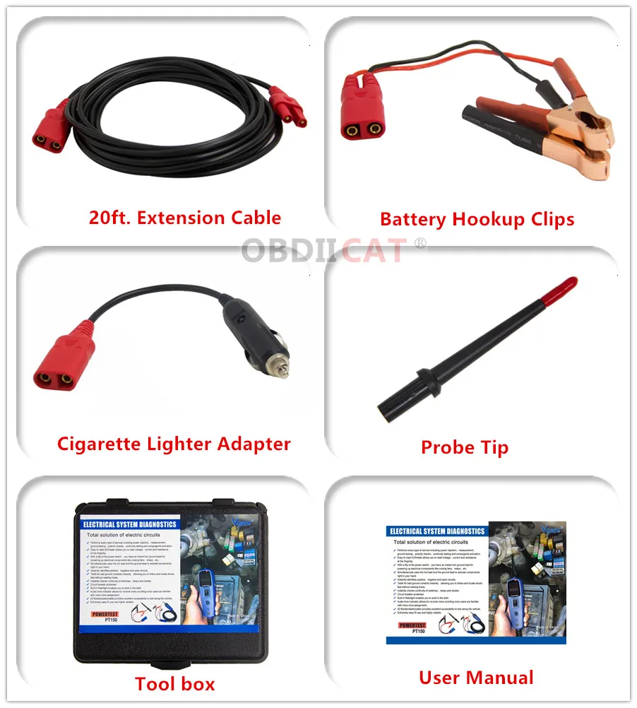 100% Оригинальный Vgate PT150 датчик мощности функциональный тестер цепи инструмент