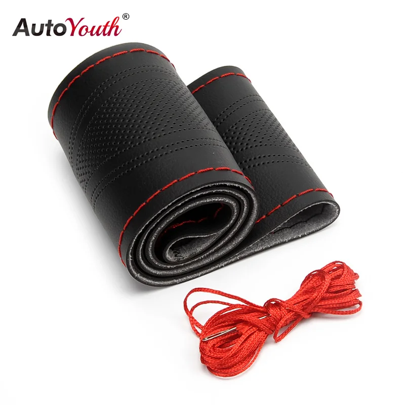 AUTOYOUTH DIY Чехол На Руль Кожа Микрофибры Для Машины Шить Стиль Красная Линия|interior