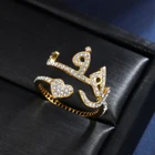 Персонализированные арабский кольца с буквами золото Нержавеющаясталь пользовательские льдом имя кольцо для Для женщин сердце босоножки на высоком каблуке BlingBling, мусульманские украшения подарки