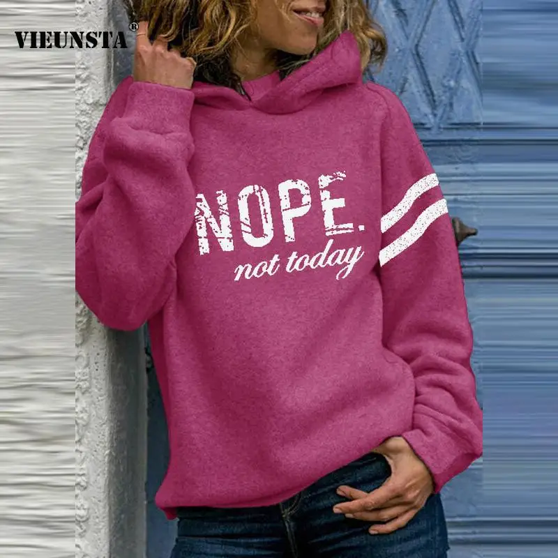 

NOPE Letter Printing Hoodie Sweatshirt Women Autumn Long Sleeve Hooded Tops Pullover Winter Elegant Office Lady Harajuku Hoodies